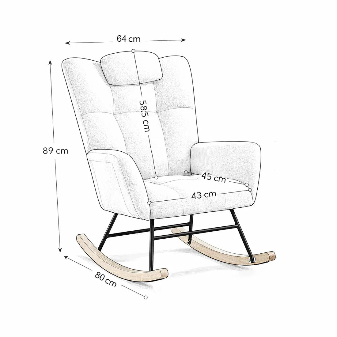 TEDDYA - Rocking Chair Teddy Confortable
