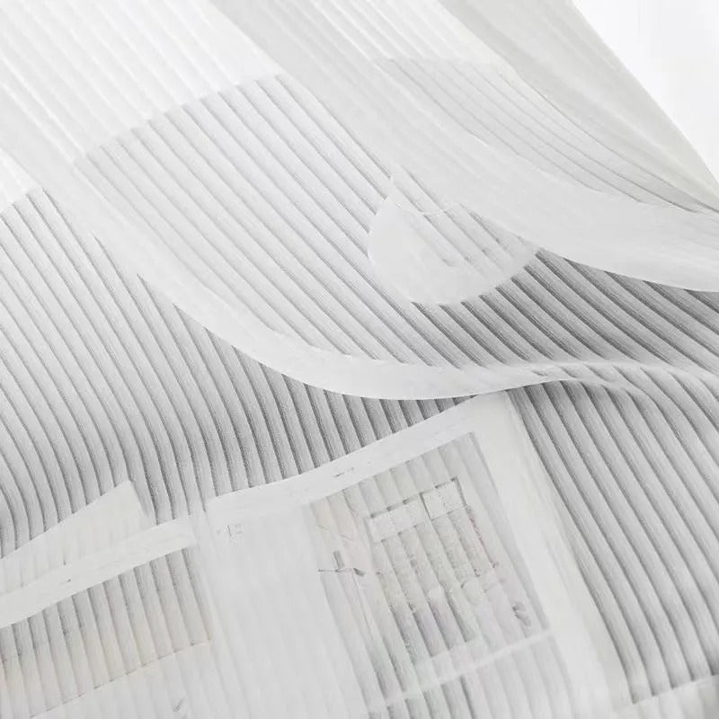 Rideaux Rayures Horizontales Blanc et Transparente AURÉïS