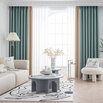 Rideau Occultant Blackout - Vert d'Eau et Beige