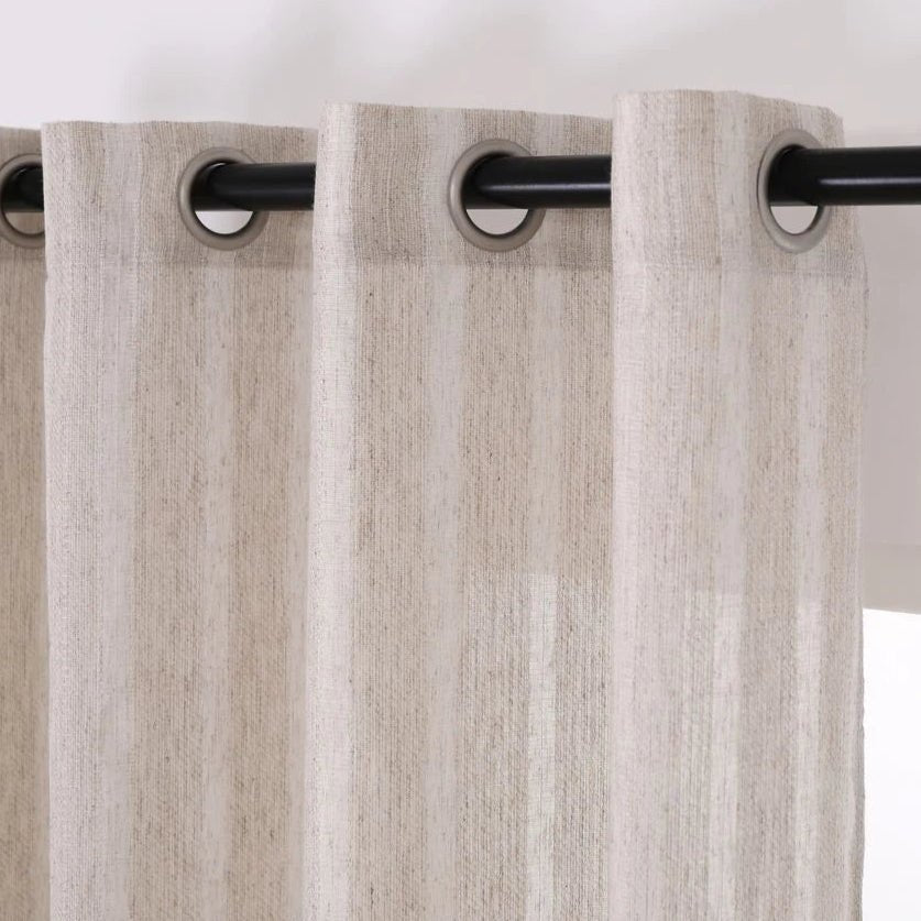 Rideau Voilage - Beige à Rayures