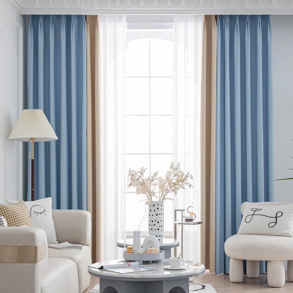 Rideau Occultant - Bleu et Beige