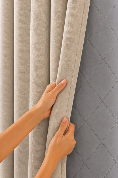 Rideau Anti-Bruit 30 dB Texturé - Beige Lin