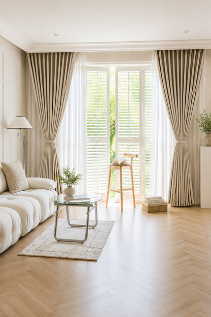 Rideau Anti-Bruit 30 dB Texturé - Beige Lin