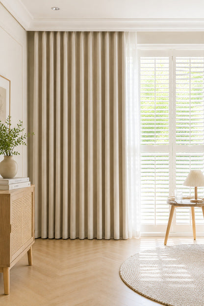 Rideau Anti-Bruit 30 dB Texturé - Beige Lin