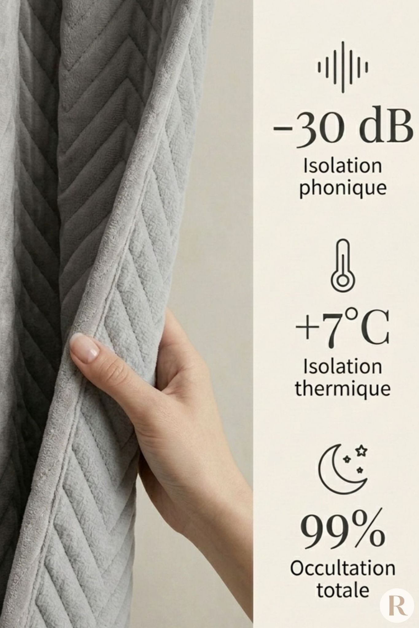 Rideau Anti-Bruit 30 dB - Gris