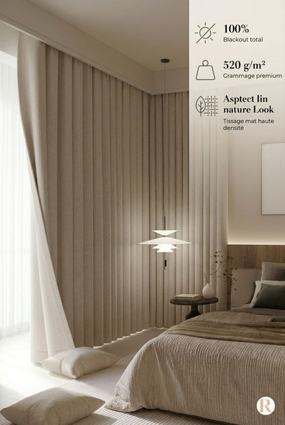 Rideau Occultant Beige Doré