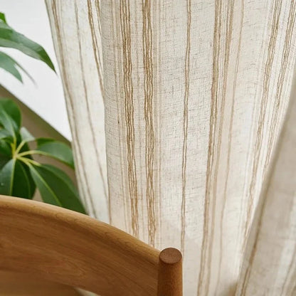 Rideau Effet Lin - Voilage Rayures Verticales