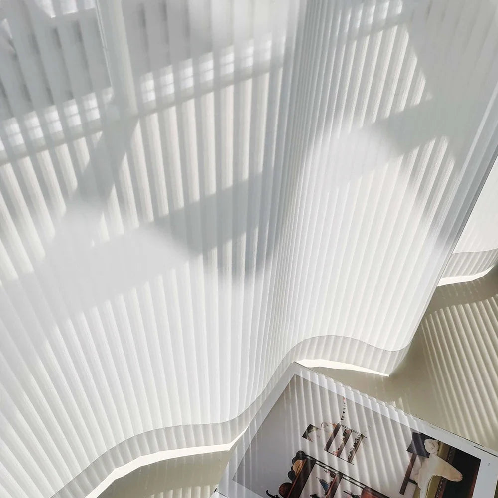 Rideaux Rayures Horizontales Blanc et Transparente AURÉïS