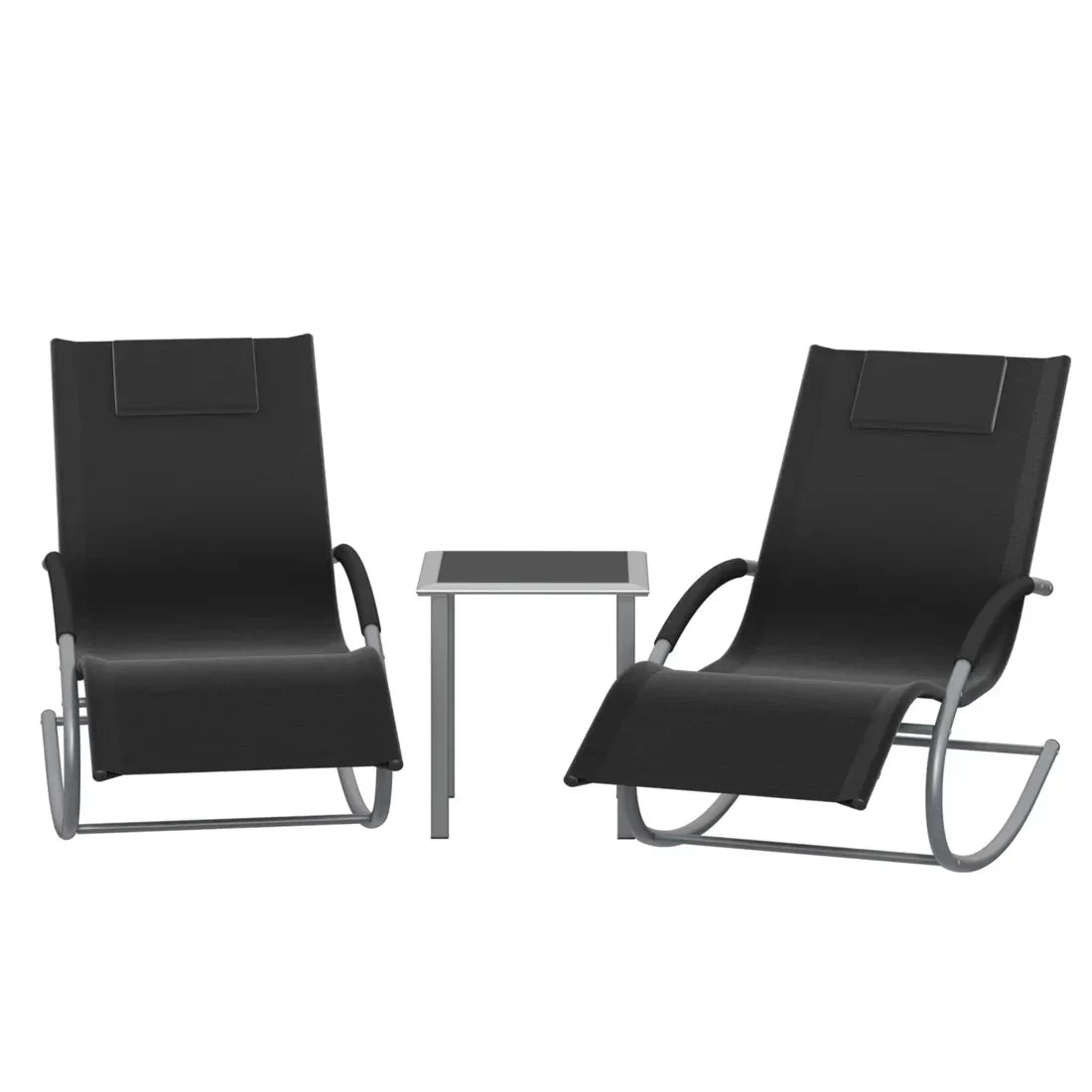 ZENIT - Ensemble 2 Chaises Longues & Table Extérieur