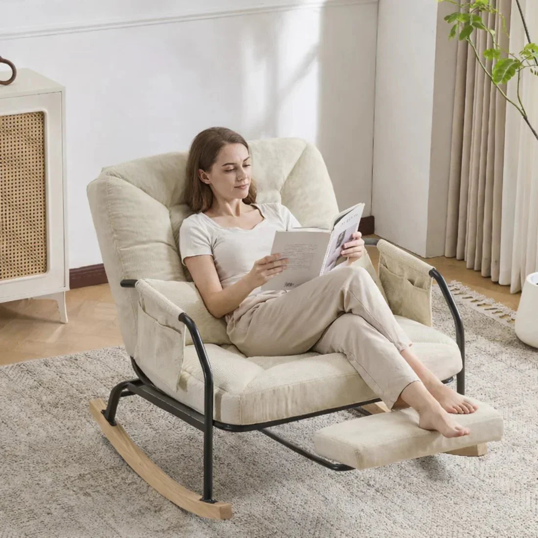 ELIOS – Rocking Chair Inclinable Corduroy