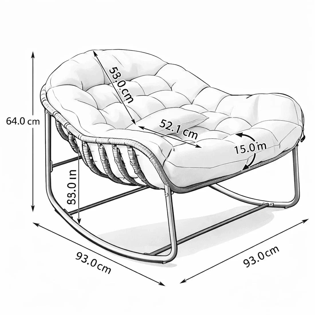 PALOMA – Rocking Chair Rotin Surdimensionné