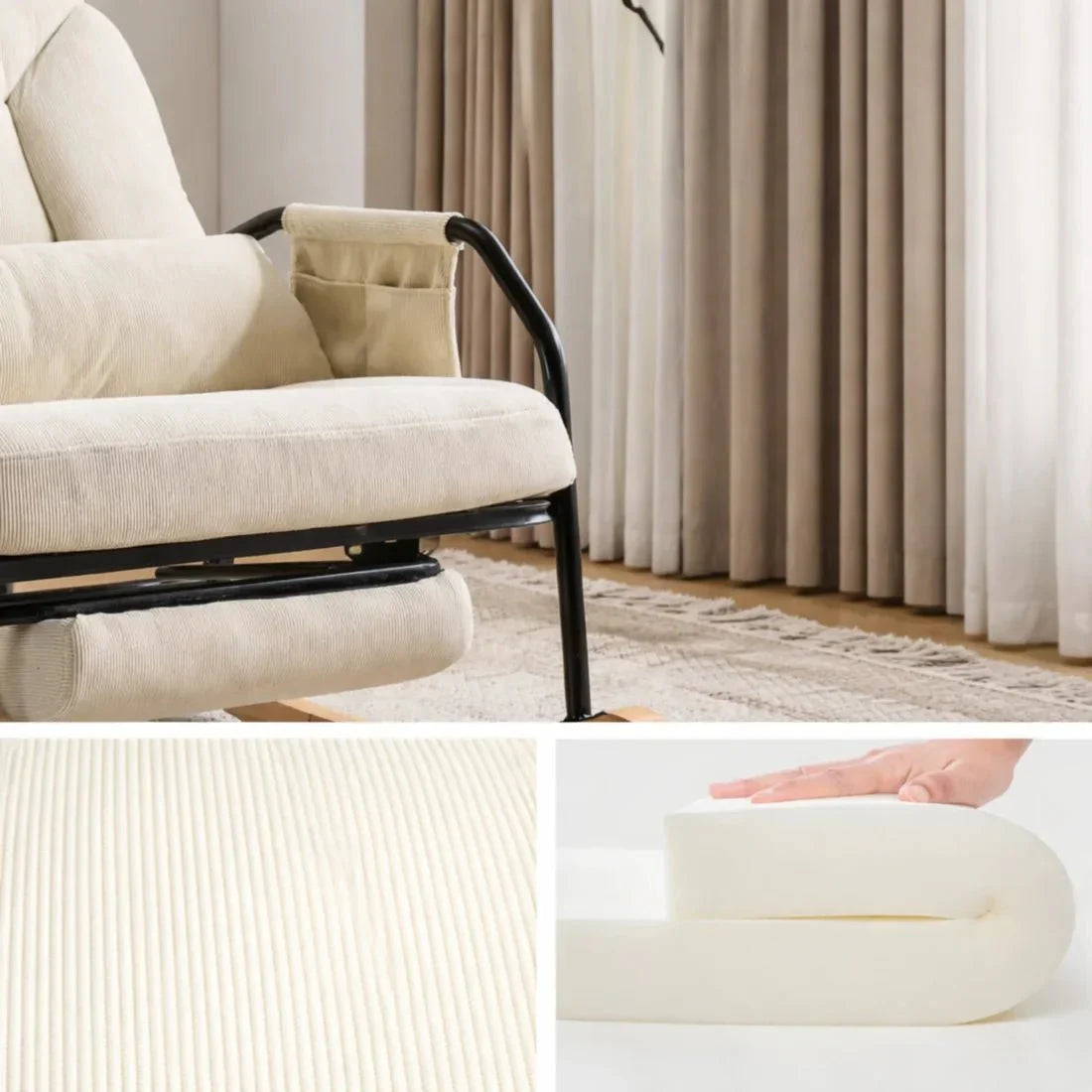 ELIOS – Rocking Chair Inclinable Corduroy