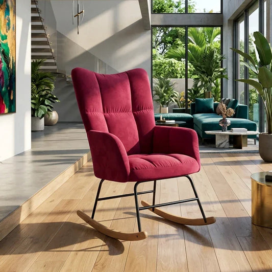SERENA – Rocking Chair Velours Rembourré Ultra Confortable