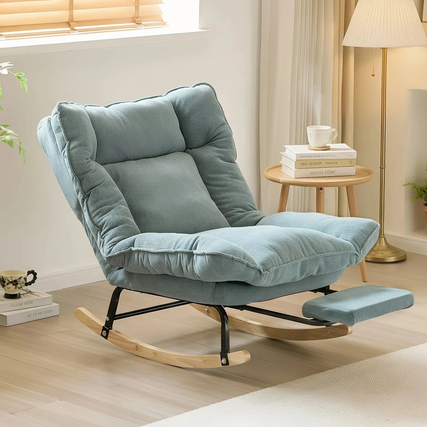 BAHIA - Rocking Chair Inclinable Corduroy & Repose-Pieds