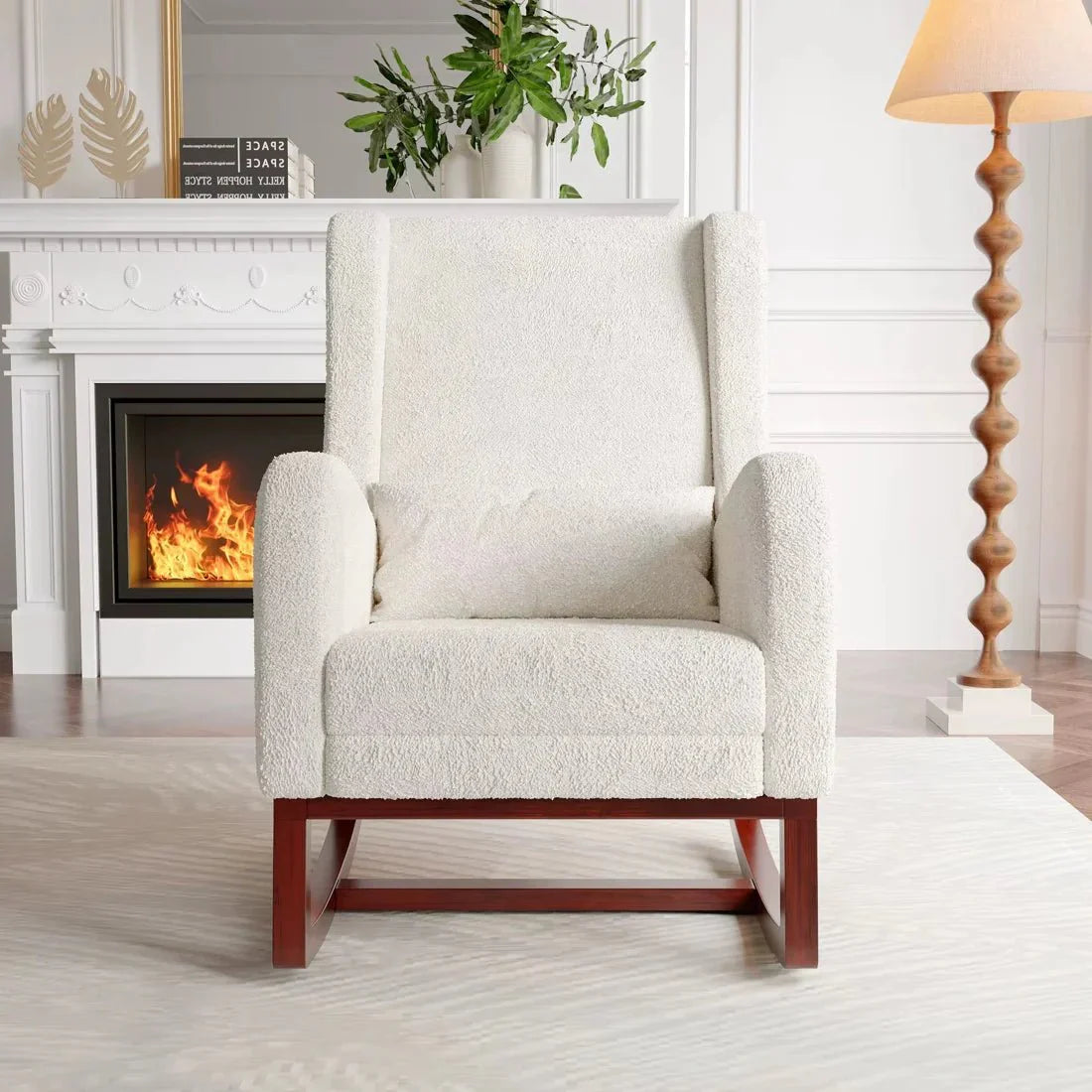 OSLO – Rocking Chair Teddy Blanc Ivoire avec Repose-Pieds
