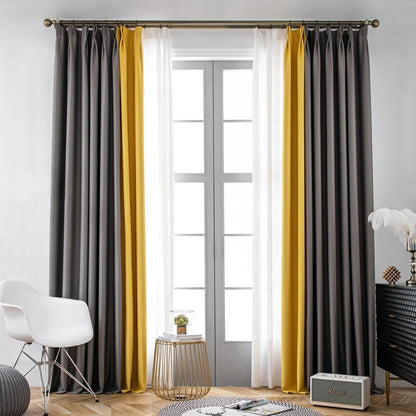 Rideau Semi Occultant - Jaune et Gris