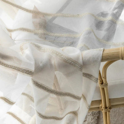 Rideau Voilage - Beige à Rayures