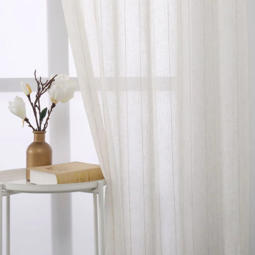 Rideau Voilage - Blanc Et Beige