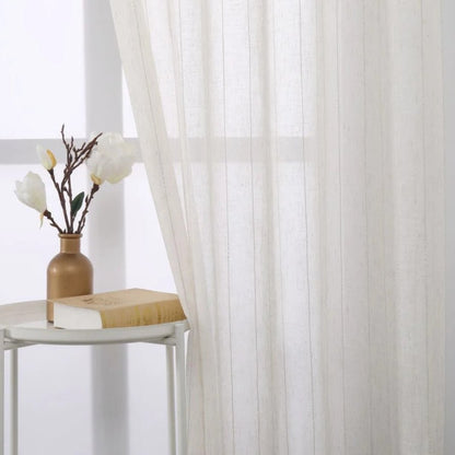 Rideau Voilage - Blanc Et Beige