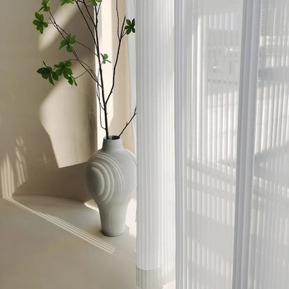 Rideaux Rayures Horizontales Blanc et Transparente AURÉïS