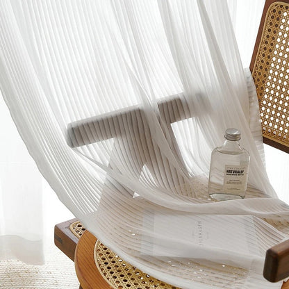 Rideaux Rayures Horizontales Blanc et Transparente AURÉïS