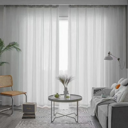 Rideaux Rayures Horizontales Blanc et Transparente AURÉïS