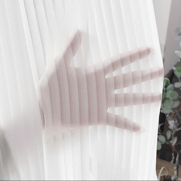 Rideaux Rayures Horizontales Blanc et Transparente AURÉïS