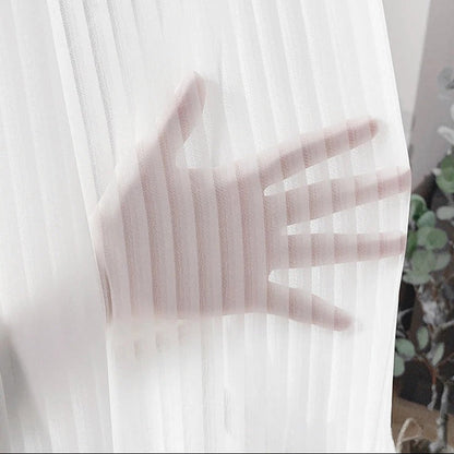 Rideaux Rayures Horizontales Blanc et Transparente AURÉïS