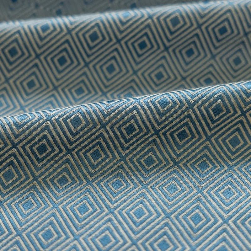 Rideau Semi Occultant - Bleu à Motifs