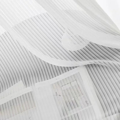 Rideaux Rayures Horizontales Blanc et Transparente AURÉïS