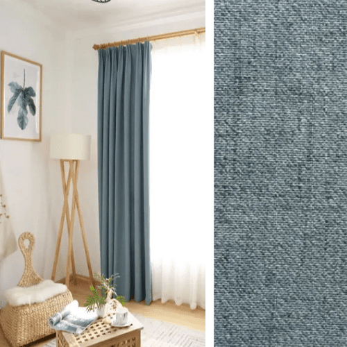 Rideau Effet Lin - Gris Bleu