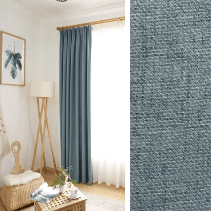 Rideau Effet Lin - Gris Bleu