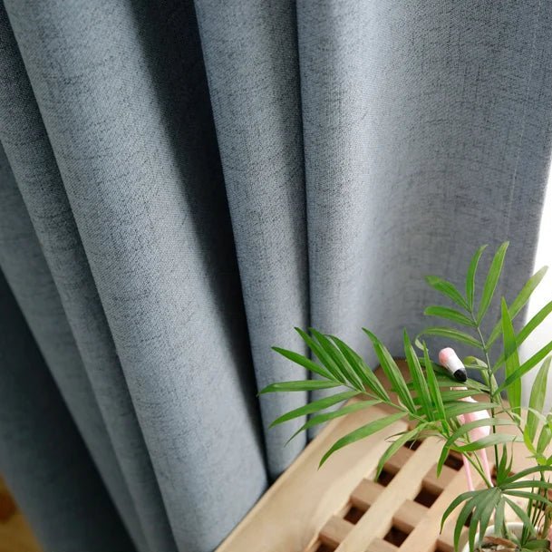 Rideau Effet Lin - Gris Bleu