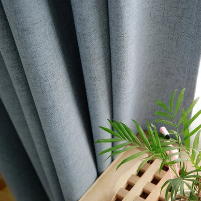 Rideau Effet Lin - Gris Bleu