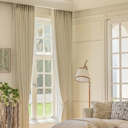 Rideau Semi Occultant - Beige à motifs