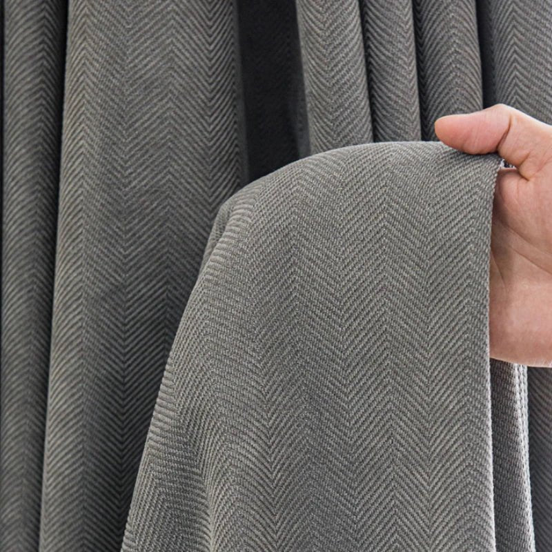 Rideau Semi Occultant - Gris à Chevron