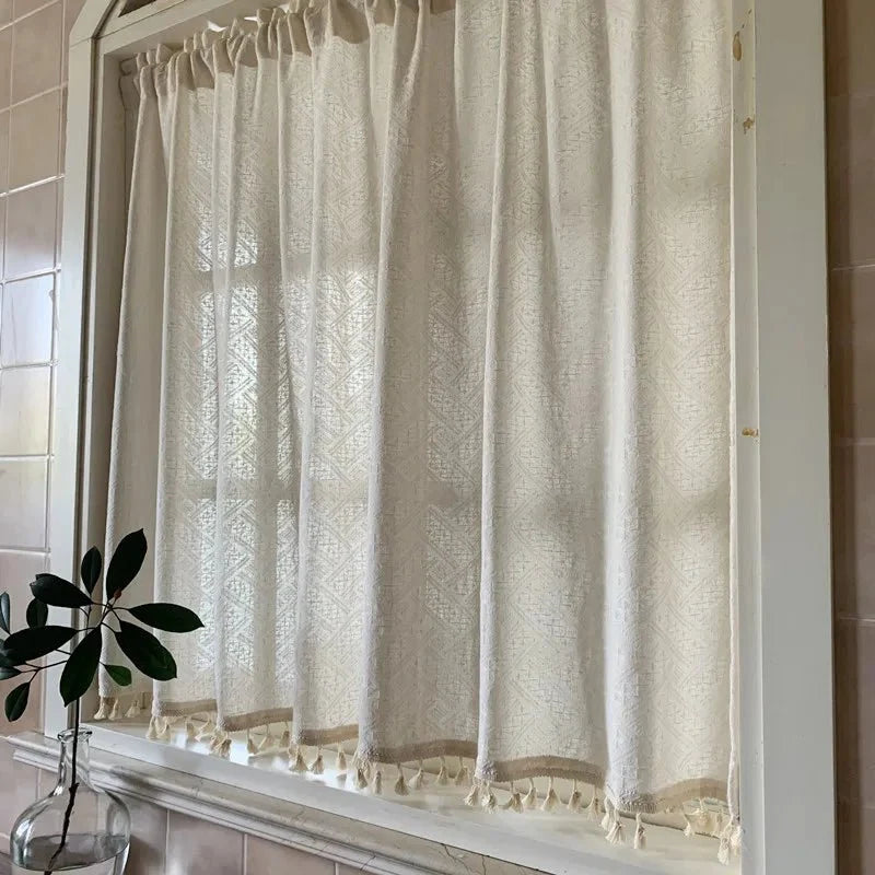 Rideaux Effet Lin - Voilage Brise Bise Beige