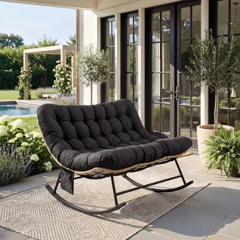 CALMA - Rocking Chair Rotin 2 Places Coussin XXL