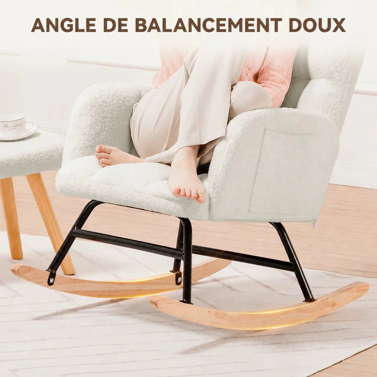 SCANDIA – Rocking Chair Ultra Doux Appui-Tête & Accoudoirs