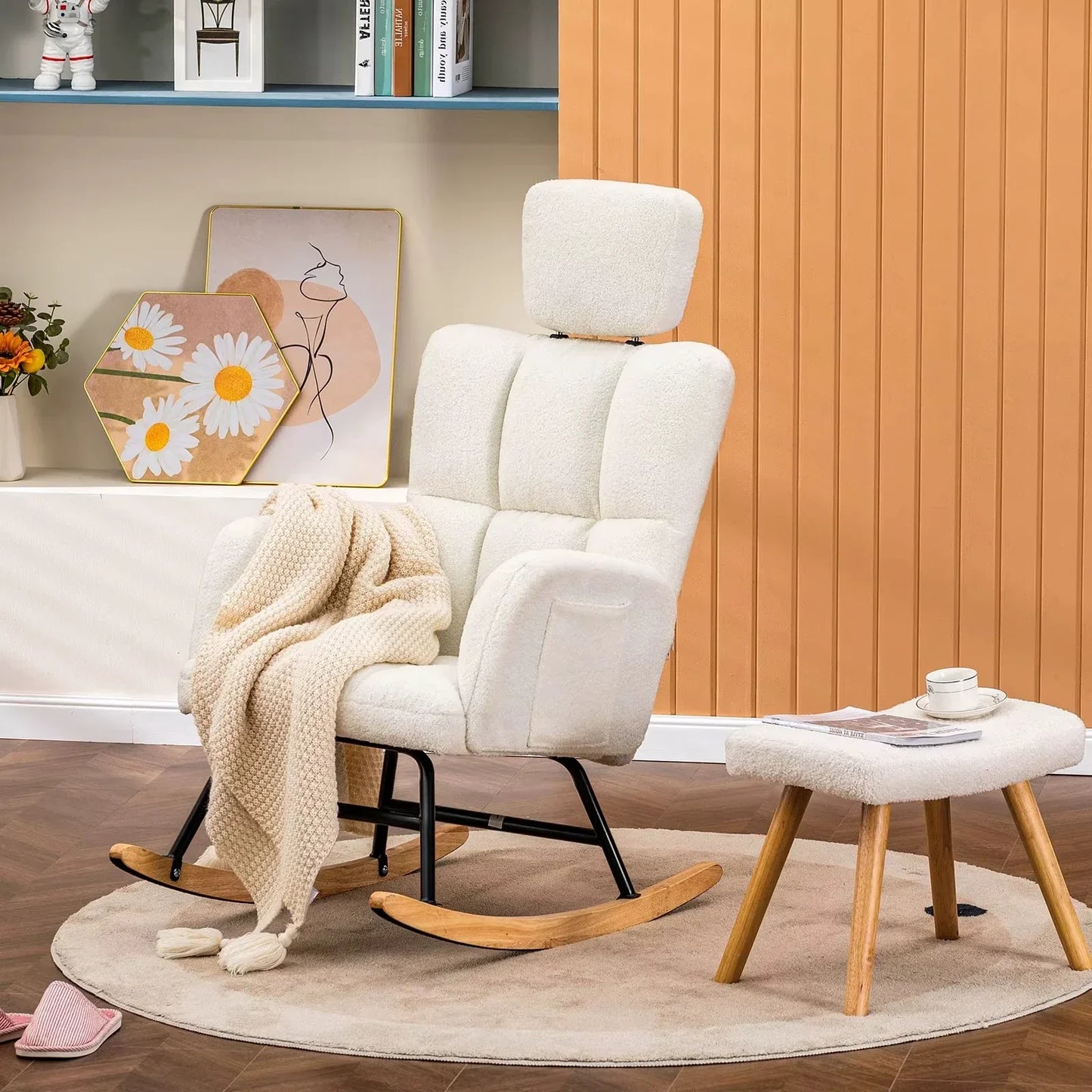 SCANDIA – Rocking Chair Ultra Doux Appui-Tête & Accoudoirs
