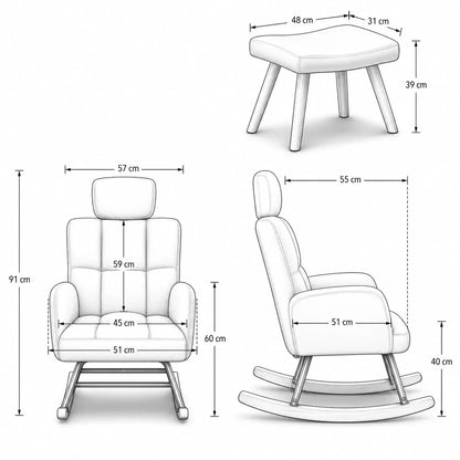 SCANDIA – Rocking Chair Ultra Doux Appui-Tête & Accoudoirs