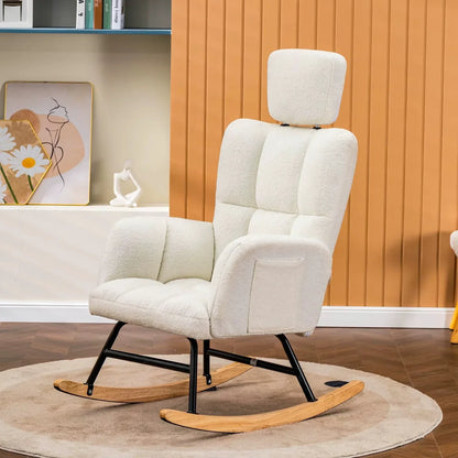 SCANDIA – Rocking Chair Ultra Doux Appui-Tête & Accoudoirs