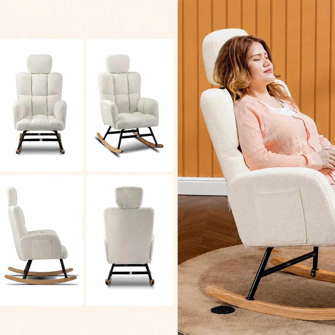 SCANDIA – Rocking Chair Ultra Doux Appui-Tête & Accoudoirs