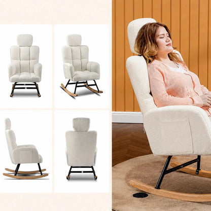 SCANDIA – Rocking Chair Ultra Doux Appui-Tête & Accoudoirs