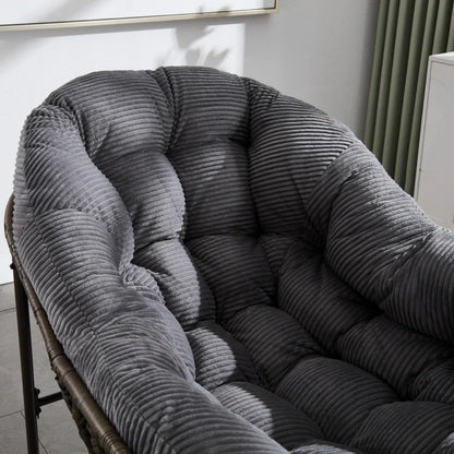 MIRA – Fauteuil à Bascule Papasan Rotin & Velours Côtelé