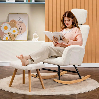 SCANDIA – Rocking Chair Ultra Doux Appui-Tête & Accoudoirs