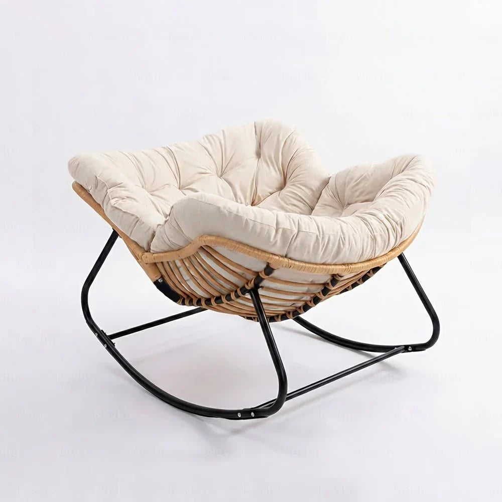 RIVIERA - Rocking Chair Rotin & Coussin XXL Toutes Saisons