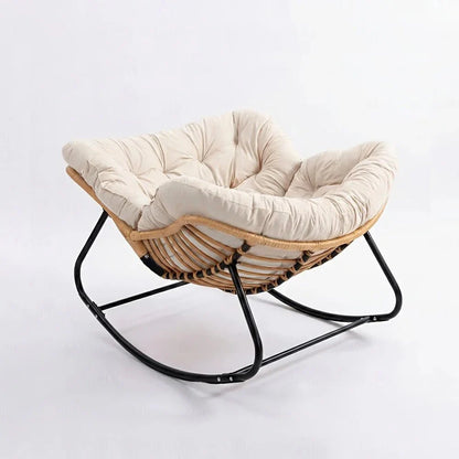 RIVIERA - Rocking Chair Rotin & Coussin XXL Toutes Saisons