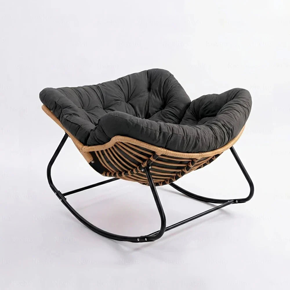 RIVIERA - Rocking Chair Rotin & Coussin XXL Toutes Saisons