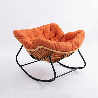 RIVIERA - Rocking Chair Rotin & Coussin XXL Toutes Saisons